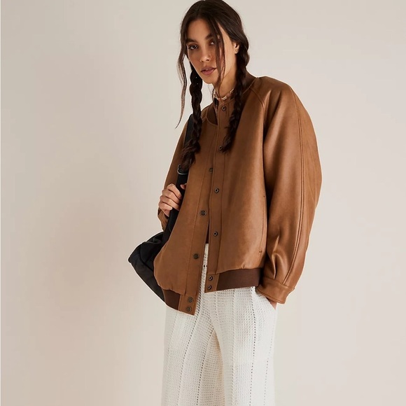 NWT We The Free Wild Rose Vegan Suede Bomber Jacket - Picture 3 of 8